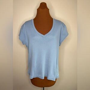 Chico's Design Soft Slate Blue Cap Sleeve Cotton Top Size Large